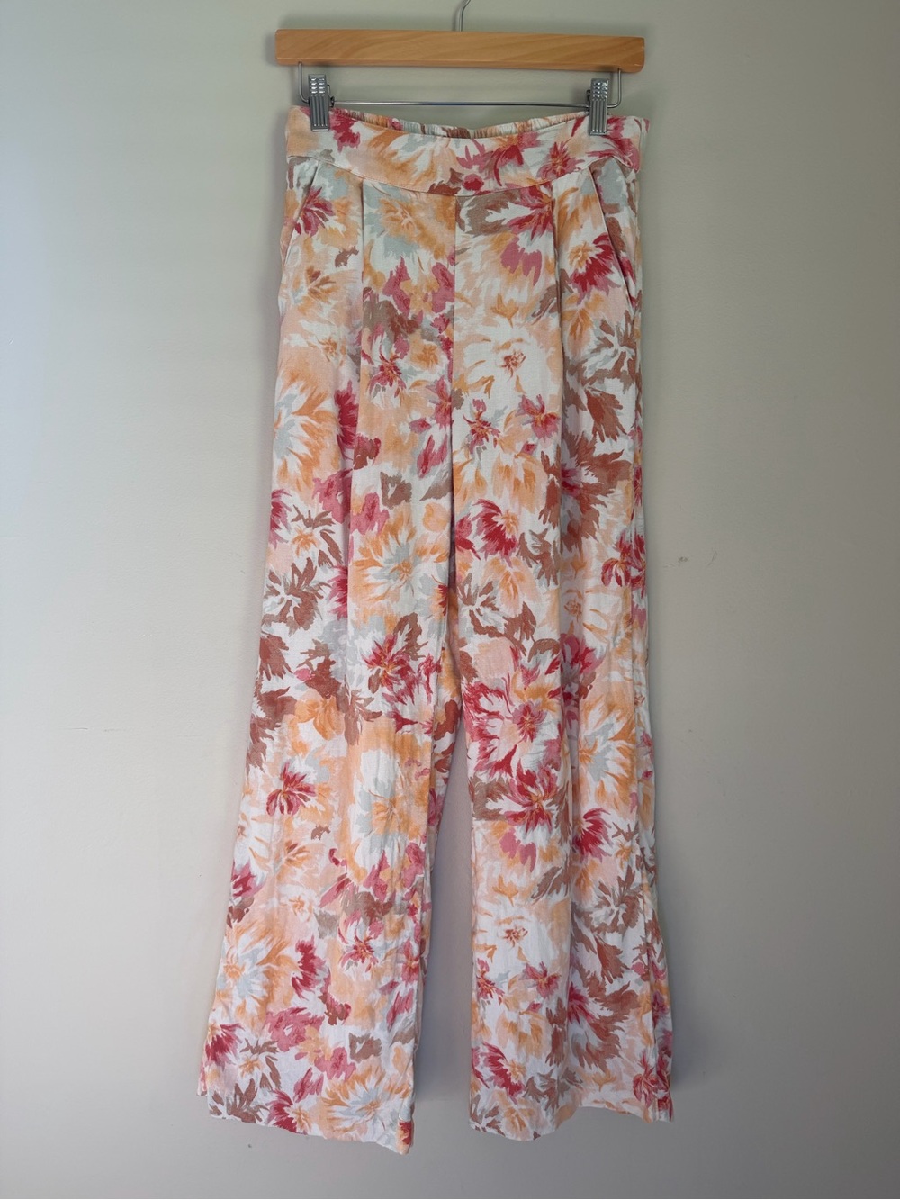Abercrombie & Fitch Floral Linen Blend Wide Leg Pants